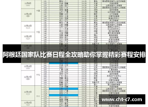 阿根廷国家队比赛日程全攻略助你掌握精彩赛程安排